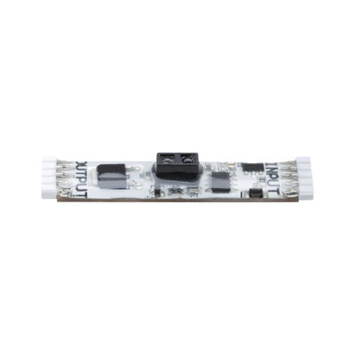 Electronic circuit board with white connectors and black components for LED lighting systems