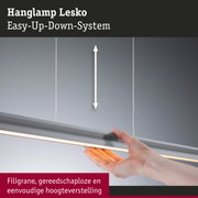Grijze LED-hanglamp Lesko met Easy-Up-Down-systeem voor eenvoudige hoogteverstelling en modern lichtontwerp