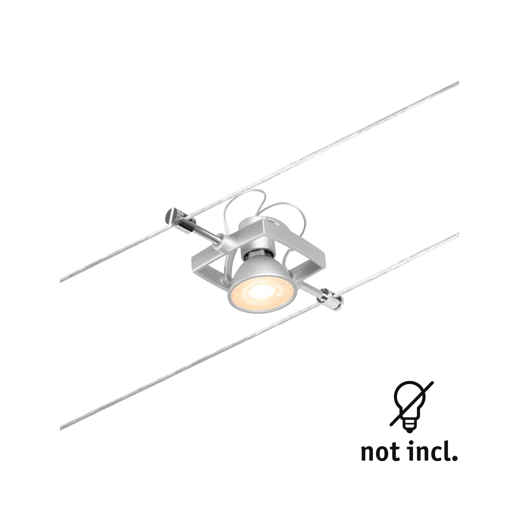 Zilveren metalen kabelspot met LED-houder, moderne verlichting zonder lamp inbegrepen.