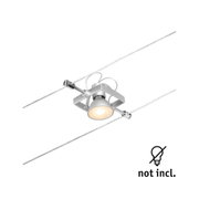Zilveren LED-kabelspot met verstelbare lampkop en draadbevestiging voor moderne verlichting