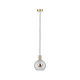 Moderne Pendelleuchte mit klarer Glaskugel und messingfarbenem Metall für stilvolle Raumbeleuchtung