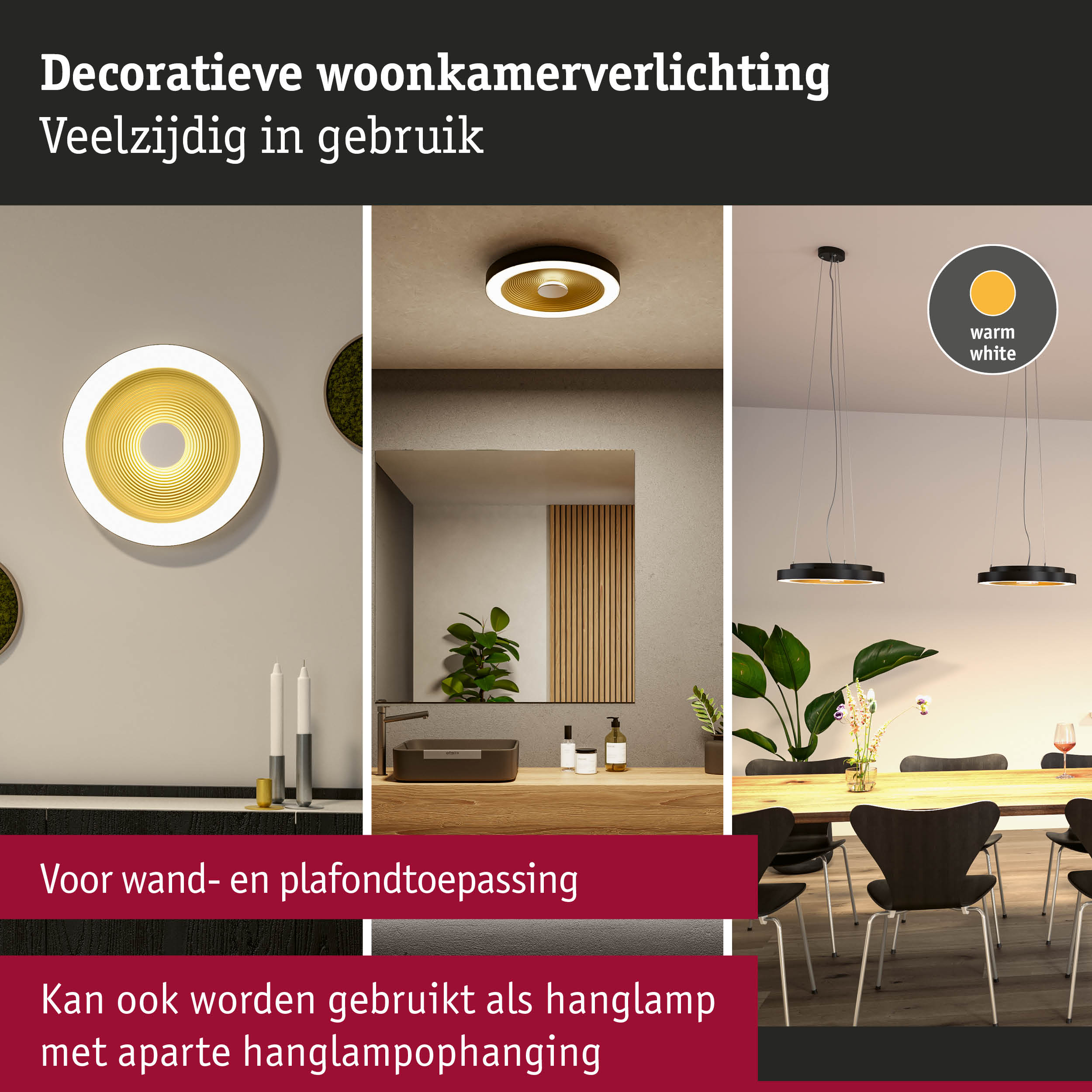 Decoratieve woonkamerverlichting met warm wit licht, veelzijdig voor wand- en plafondmontage