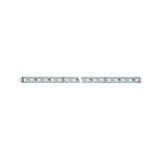 Flexible LED strip with white LEDs on silver circuit board for versatile lighting applications