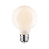 Ampoule LED ronde avec finition blanche mate et culot E27 pour éclairage économique