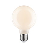 Runde LED-Glühbirne mit mattweißer Oberfläche und E27-Fassung für energiesparende Beleuchtung