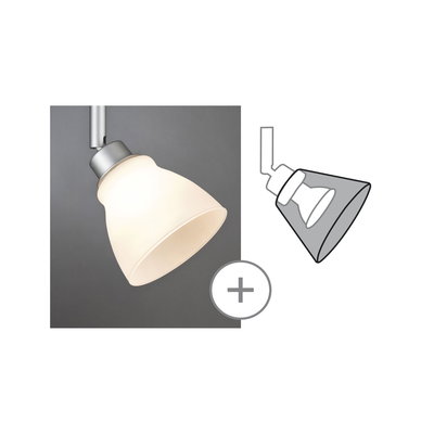 Plafondspot met mat wit glas en zilveren metalen houder voor moderne binnenverlichting