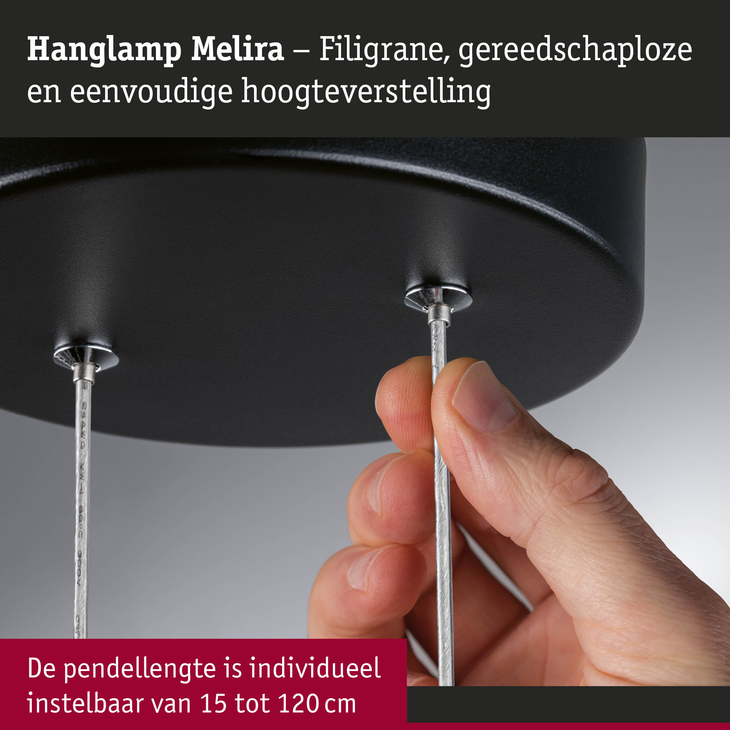 Zwarte Melira hanglamp met filigrane, gereedschapsloze hoogteverstelling van metaal