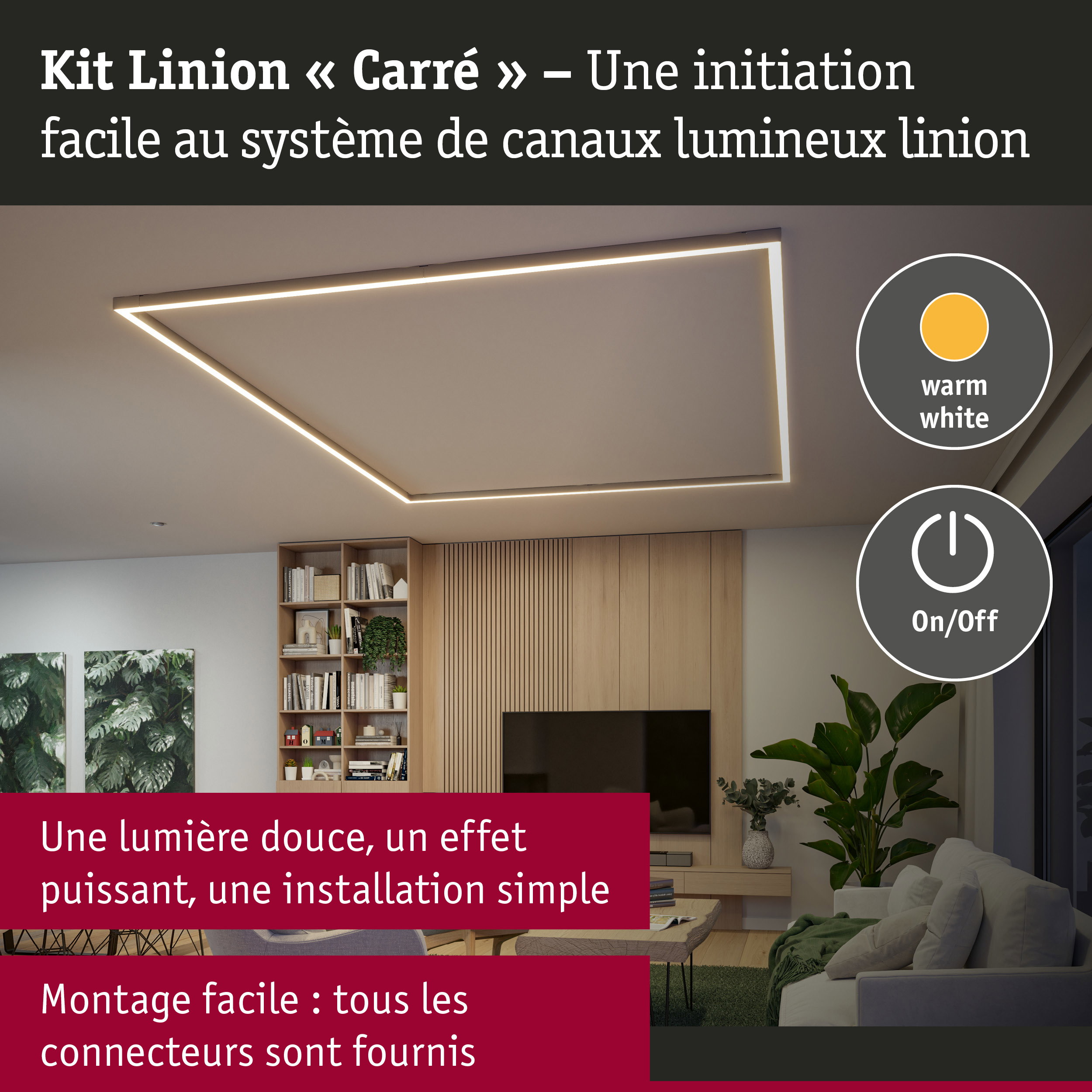 Linion Canal lumineux Parallélépipède Kit complet 230/24V W 3000K Chrome mat
