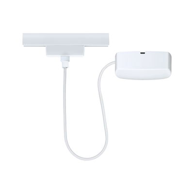 White LED track system with cable and plastic connection box for flexible lighting solutions
