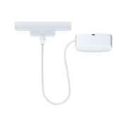 White LED track system with cable and plastic connection box for flexible lighting solutions