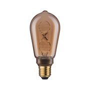 Vintage LED bulb with spiral filament in amber glass for decorative lighting effects