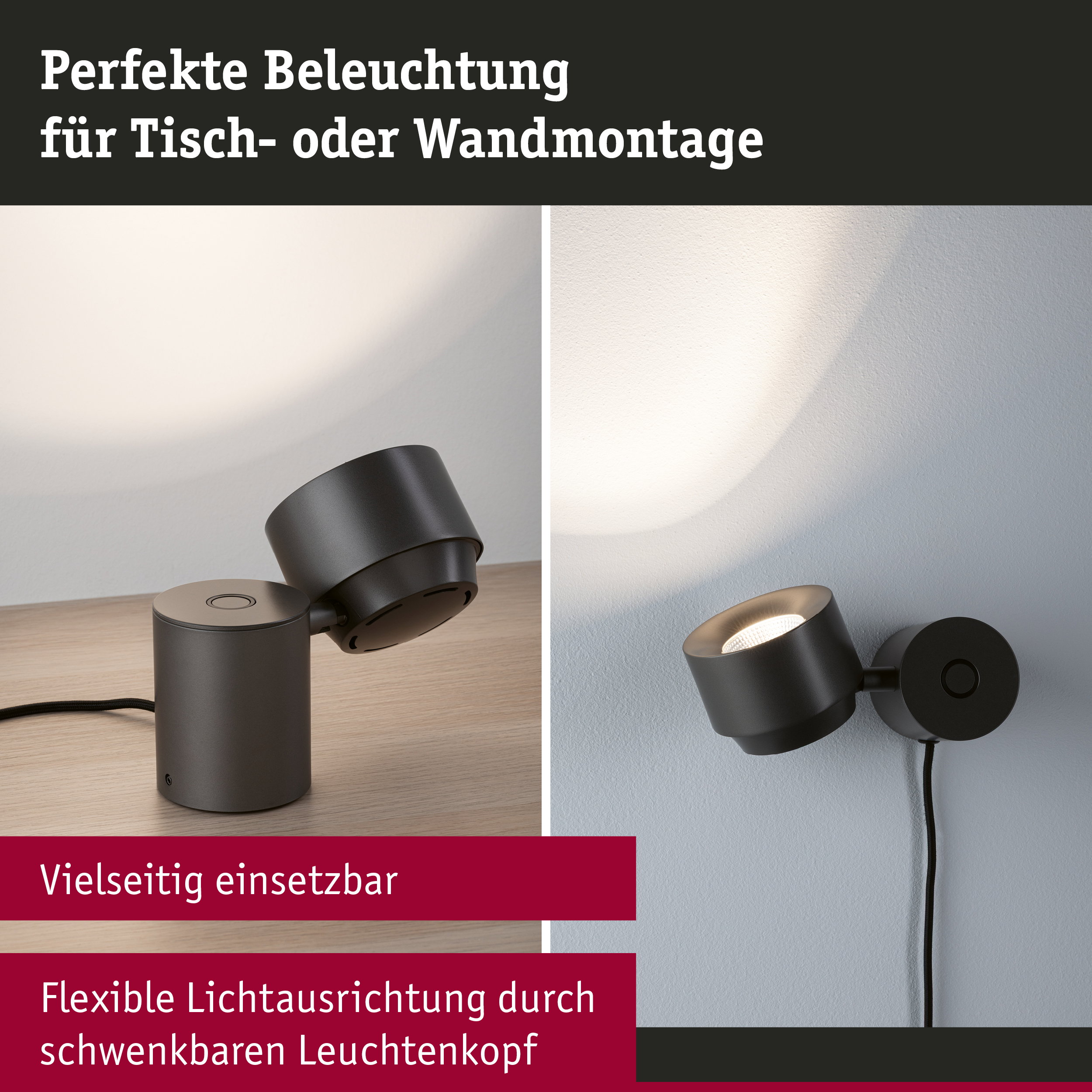 LED Tischleuchte 3-Step-Dim Pane 2700K 328lm 3W Titanium
