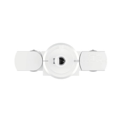 White plastic lamp socket module with central opening and side covers for LED lighting fixtures