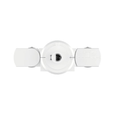 White plastic lamp socket module with central opening and side covers for LED lighting fixtures