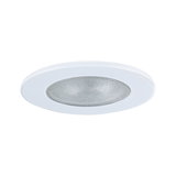 Round white recessed light panel with textured glass cover for modern LED lighting solutions