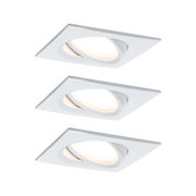 White square metal recessed spotlight with adjustable LED light for modern interior lighting solutions