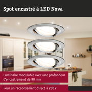 Spot encastré LED Nova en aluminium brossé argenté pour éclairage intérieur moderne