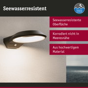 Schwarze Außenwandleuchte mit seewasserresistenter Oberfläche und Bewegungsmelder für Meerumgebung