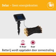 Zwart zonnepaneel met LED-lichtsnoer voor energiezuinige buitenverlichting zonder energiekosten