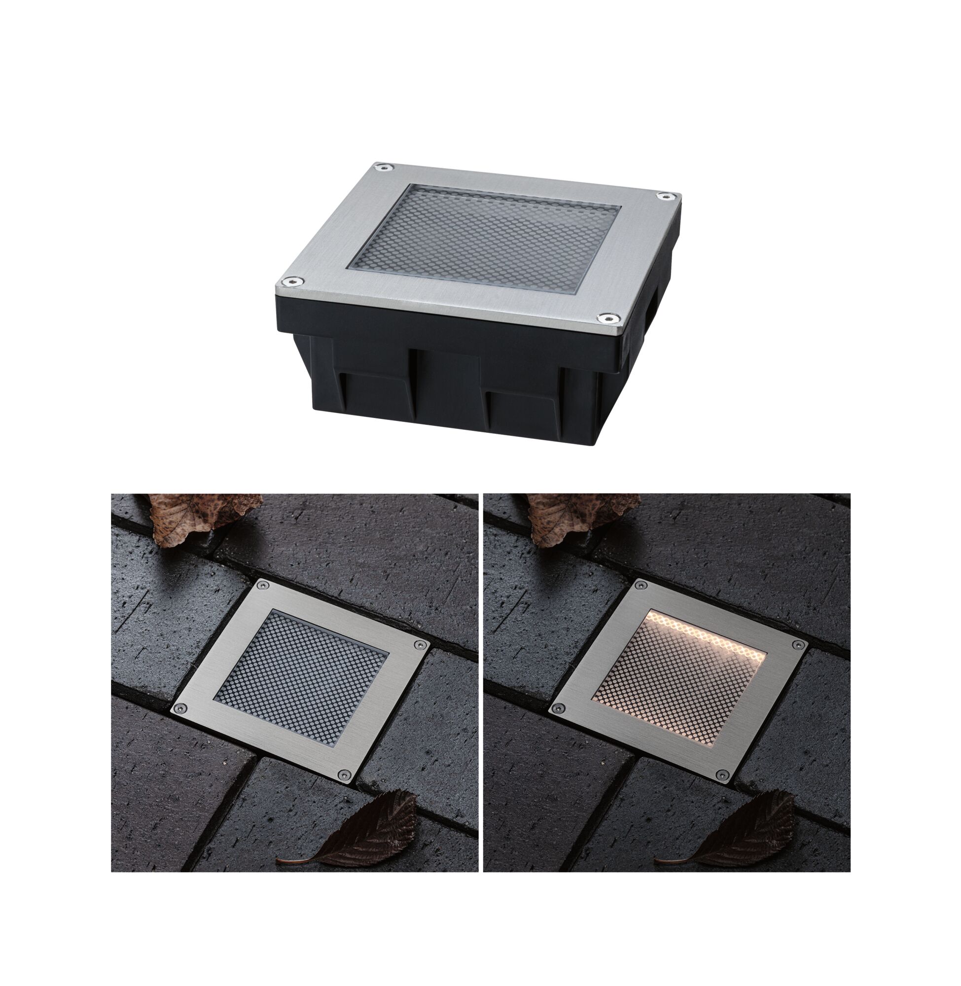 Solar LED Bodeneinbauleuchte Sorea Dämmerungssensor IP67 eckig 100x100mm 3000K 0,1W 6lm 3,7V Eisen gebürstet ABS/Polycarbonat/Edelstahl Solar LED Bodeneinbauleuchte Sorea Dämmerungssensor IP67 eckig 100x100mm 3000K 0,1W 6lm 3,7V Eisen gebürstet ABS/Polycarbonat/Edelstahl