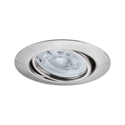 Round recessed spotlight in brushed stainless steel with clear glass and LED light source
