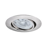 Round recessed spotlight in brushed stainless steel with clear glass and LED light source