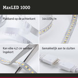 MaxLED 1000 LED-strip met 144 LEDs/m, plakband aan achterkant, elke 4,2 cm in te korten, eenvoudig aan te sluiten