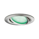 Round adjustable recessed spotlight in brushed stainless steel with green glass for LED lighting