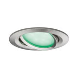 Spot encastré rond orientable en acier inoxydable brossé avec verre vert pour éclairage LED