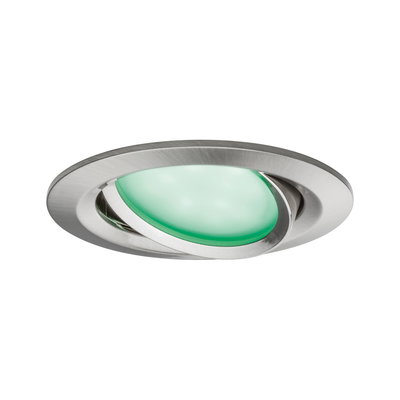 Spot encastré rond orientable en acier inoxydable brossé avec verre vert pour éclairage LED