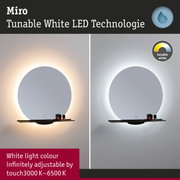 Round mirror with adjustable Miro Tunable White LED lighting in warm and cool white tones