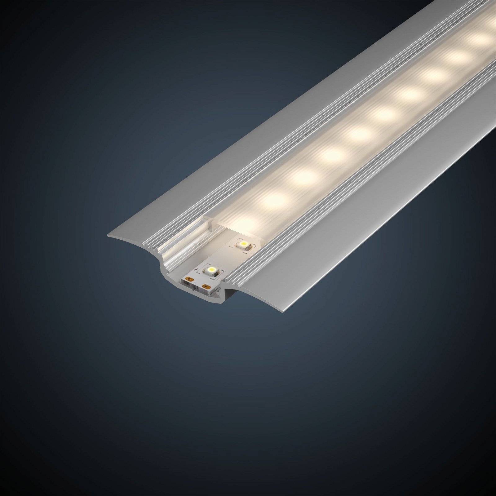LED Strip recessed profile Step 2m Anodised aluminium/Satin