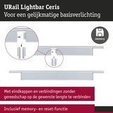URail Lightbar Ceris witte rail met eindkappen en verbindingen voor gelijkmatige basisverlichting met geheugenfunctie