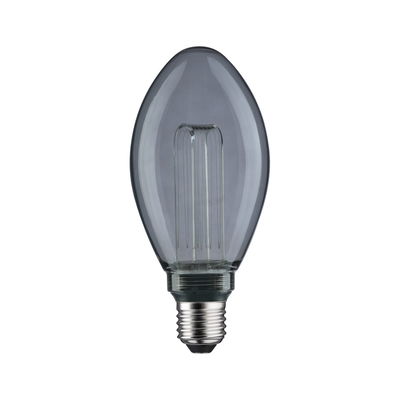 Light bulb with smoked glass and visible LED filament, energy-saving lighting solution