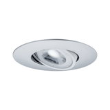 Runder weißer LED-Einbaustrahler aus Metall mit schwenkbarem Spot für moderne Raumbeleuchtung