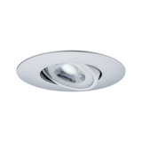 Runder weißer LED-Einbaustrahler aus Metall mit schwenkbarem Spot für moderne Raumbeleuchtung