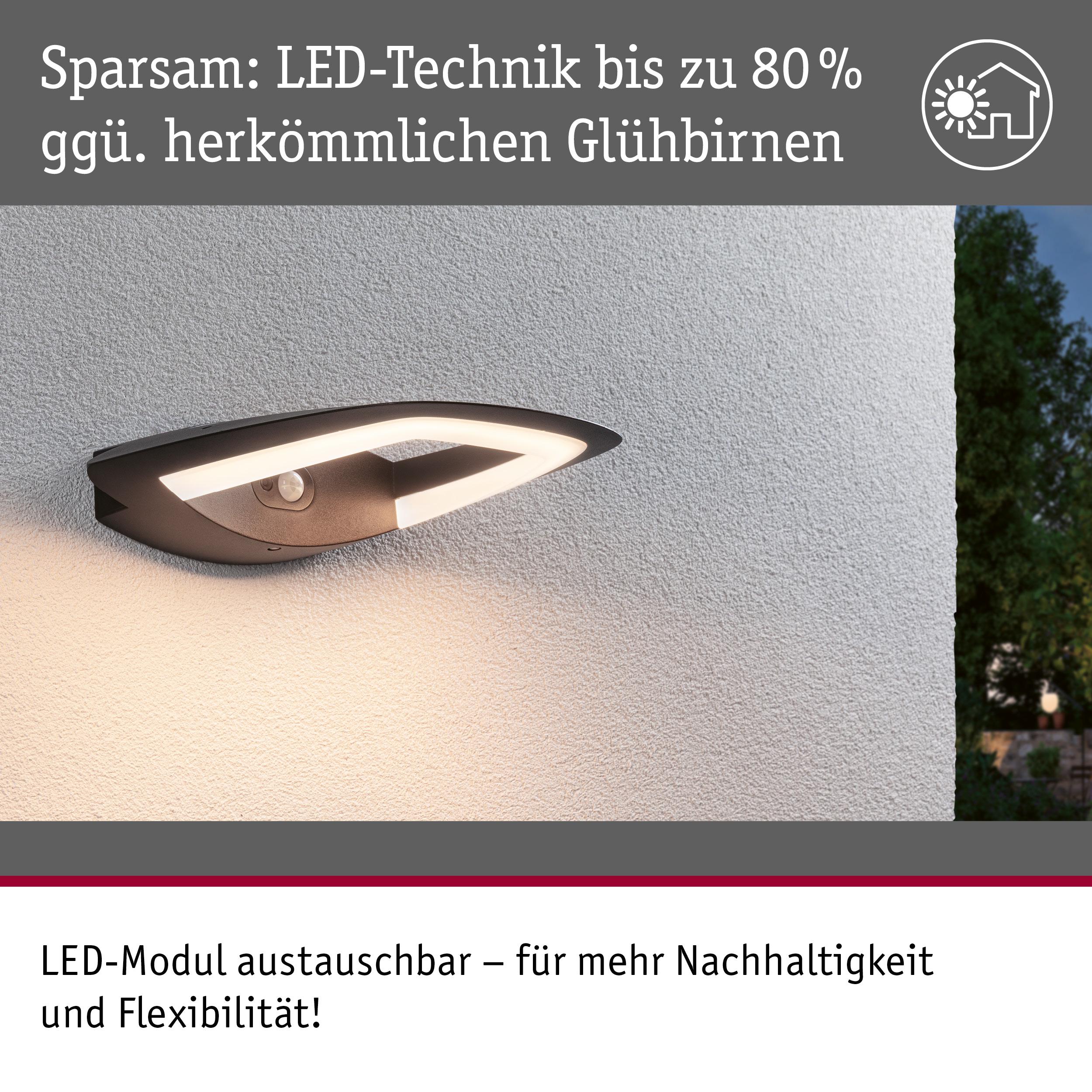 Modernes LED-Außenwandleuchte in Schwarz mit energiesparender Technik und austauschbarem Modul