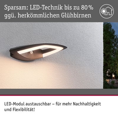 Modernes LED-Außenwandleuchte in Schwarz mit energiesparender Technik und austauschbarem Modul