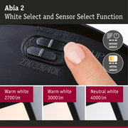 LED Panel Abia 2 White Select Twilight-controlled motion detector (HF) angular 400x400mm 16W 1400lm 2700 - 4000K Black