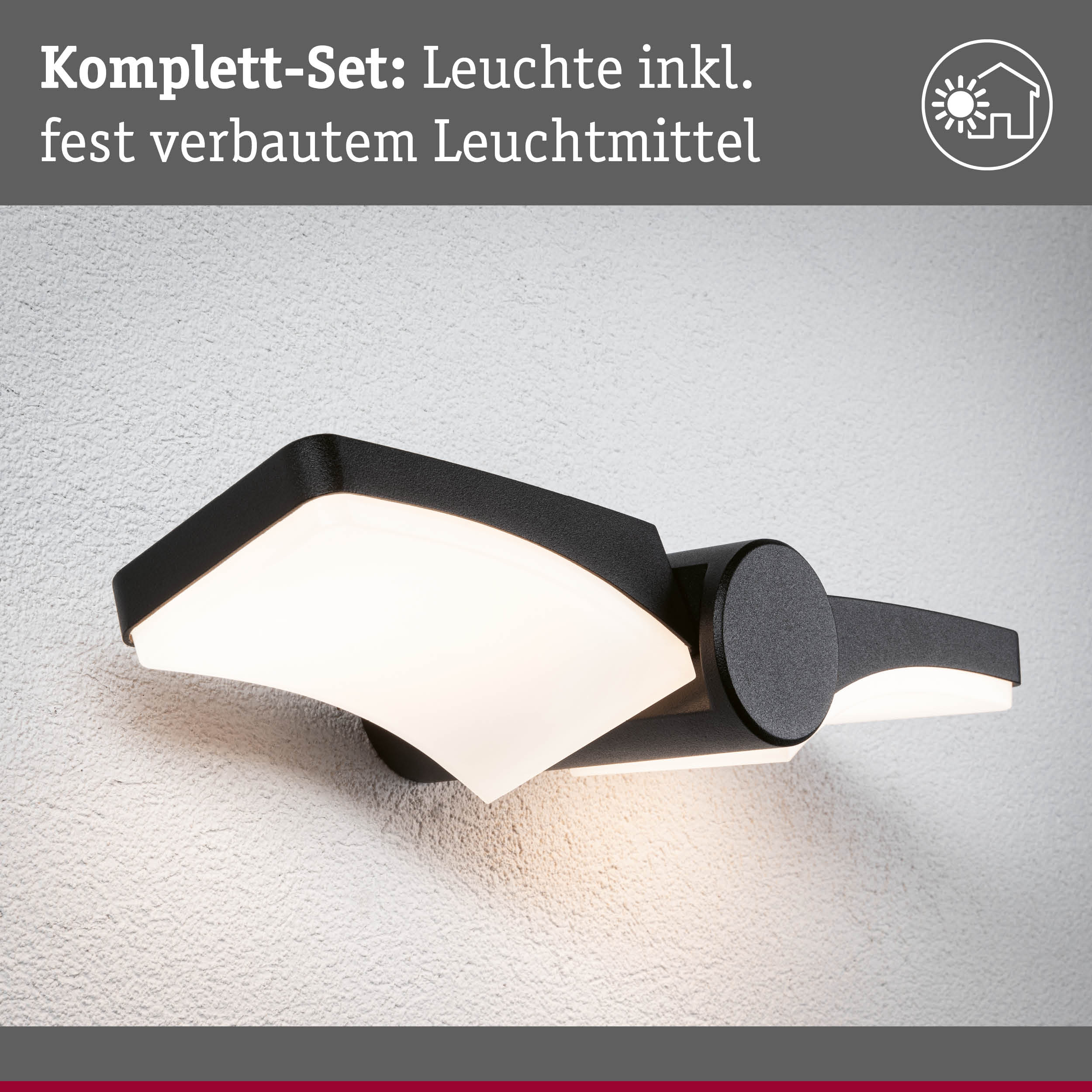 Schwarze LED-Wandleuchte mit integriertem Leuchtmittel und modernem Design für Innenbeleuchtung