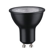 Schwarze GU10 LED-Lampe mit klarem Glas für energiesparende Beleuchtung im Innenbereich