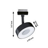 Schwarzer LED-Spot aus Metall mit weißem Diffusor, 99 mm Durchmesser, 147 mm Höhe, moderne Beleuchtung