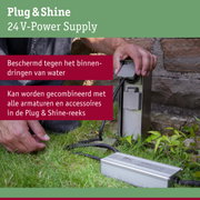 24V Plug & Shine voeding met waterdichte metalen behuizing voor buitenverlichting