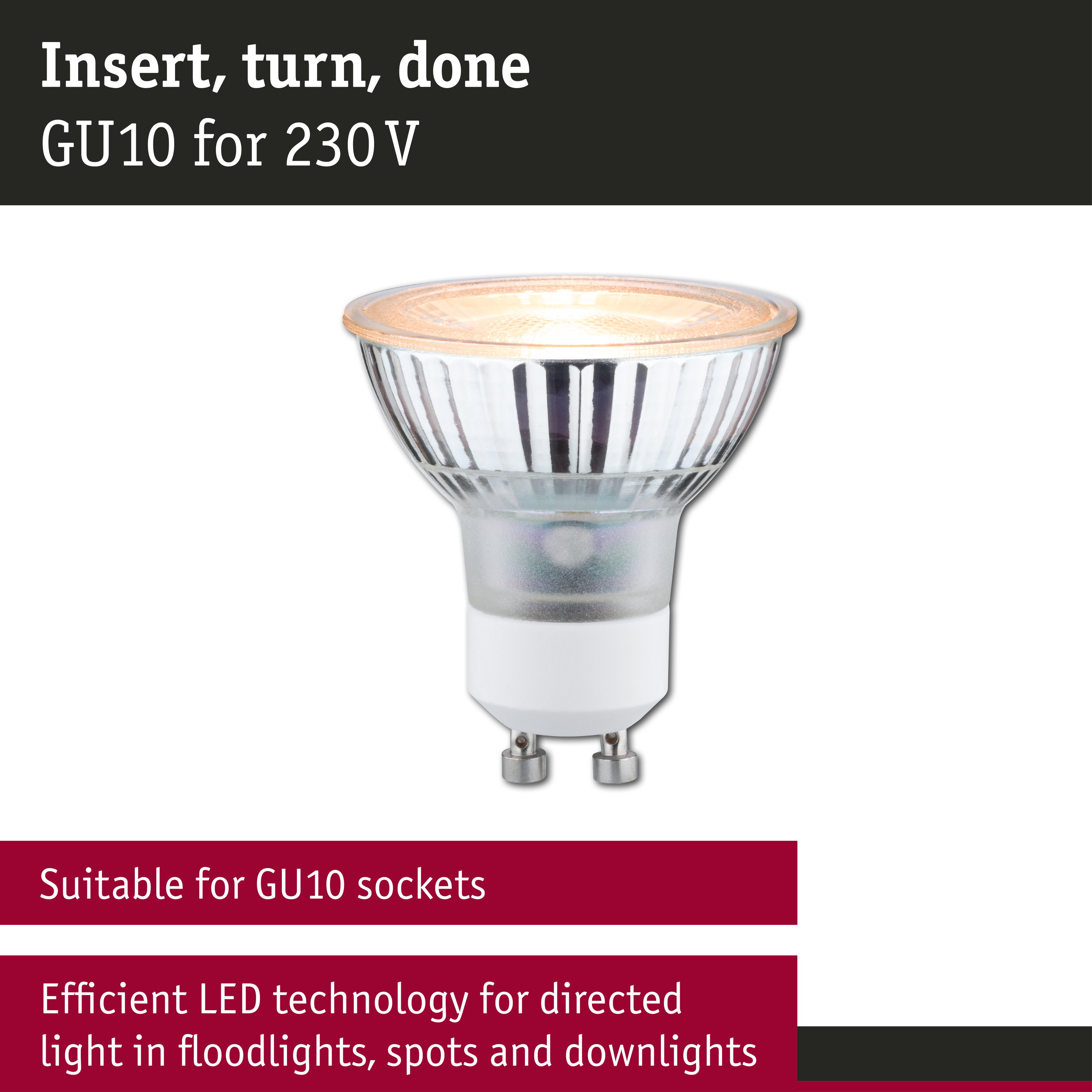 230 V Standard LED Reflector GU10 insect friendly 320lm 4,3W 2200K Silver