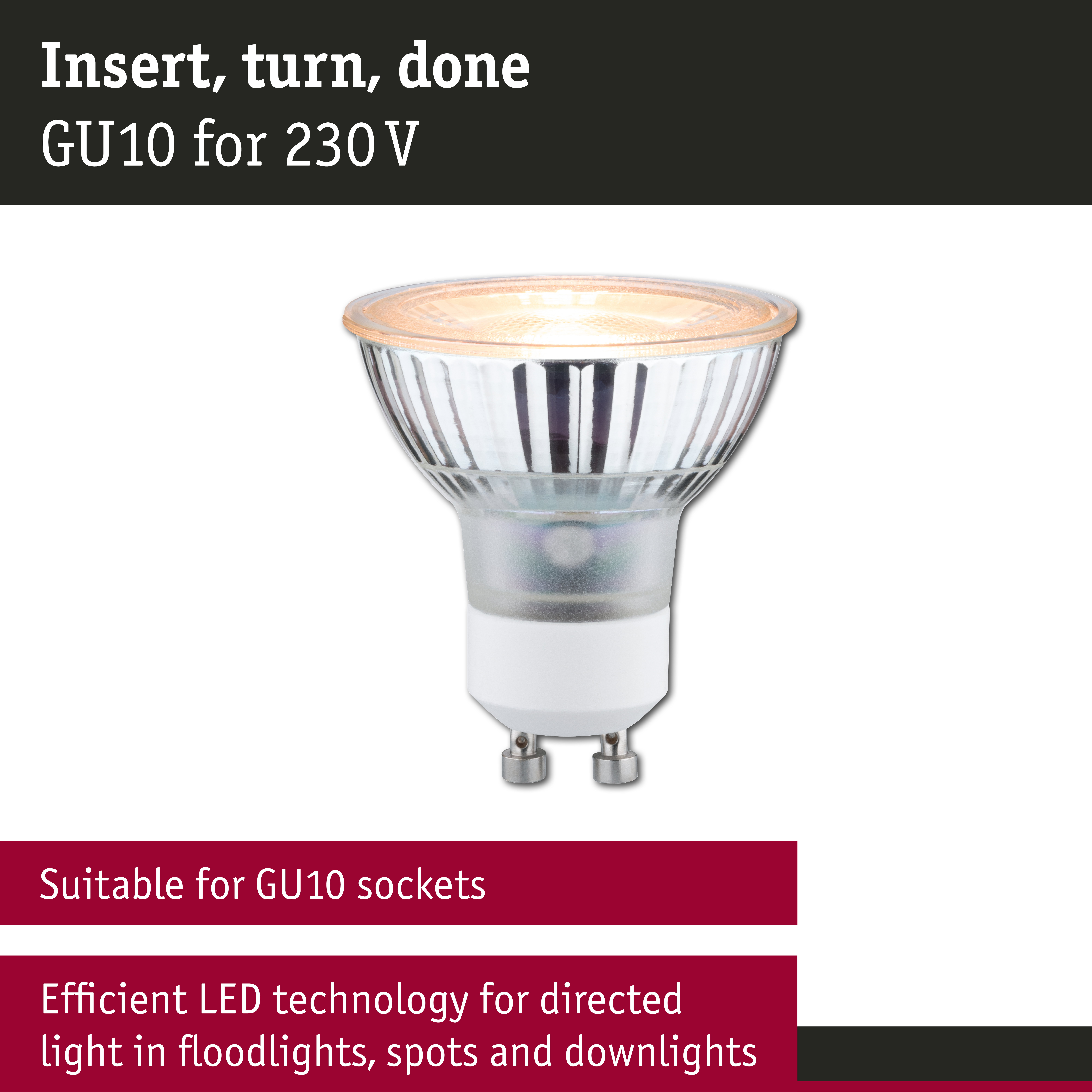 230 V Standard LED Reflector GU10 insect friendly 320lm 4,3W 2200K Silver