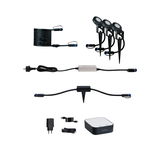 Ensemble d'éclairage de jardin LED noir avec trois piquets, câbles et unité de contrôle pour extérieur