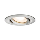 Rundt spotlight i børstet aluminium i sølv med varmt hvidt LED-lys til loftmontering