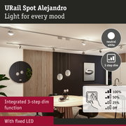 URail Spot Alejandro LED ceiling light in neutral white with integrated 3-step dim function