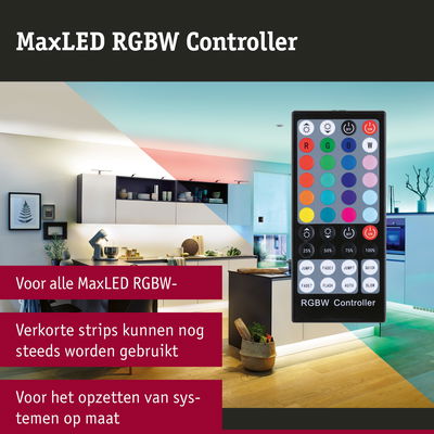 MaxLED RGBW-controller afstandsbediening met kleur- en helderheidsregeling voor LED-verlichtingssystemen
