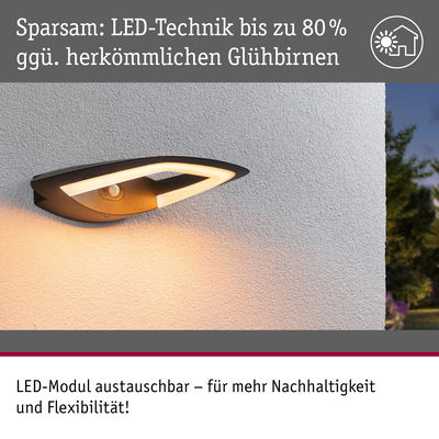 Moderne schwarze LED-Außenwandleuchte mit warmweißem Licht und energiesparender Technik für nachhaltige Beleuchtung